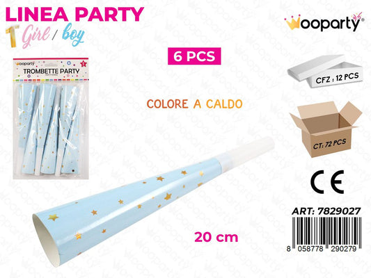 L. 1 COMP. BOY TROMBETTE PARTY 20CM 6PCS /PZ DA 12**
