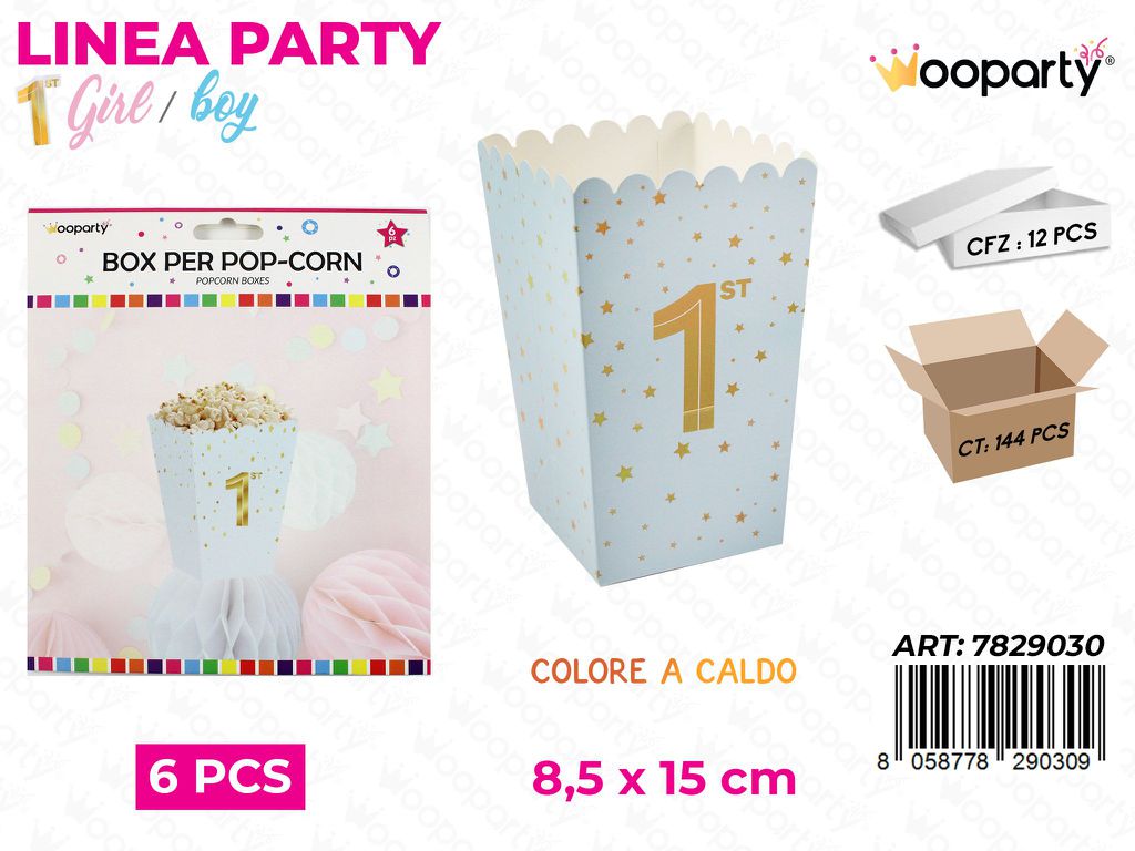 L. 1 COMP. BOY BOX POP-CORN 8.5*15CM 6PCS /PZ DA 12**