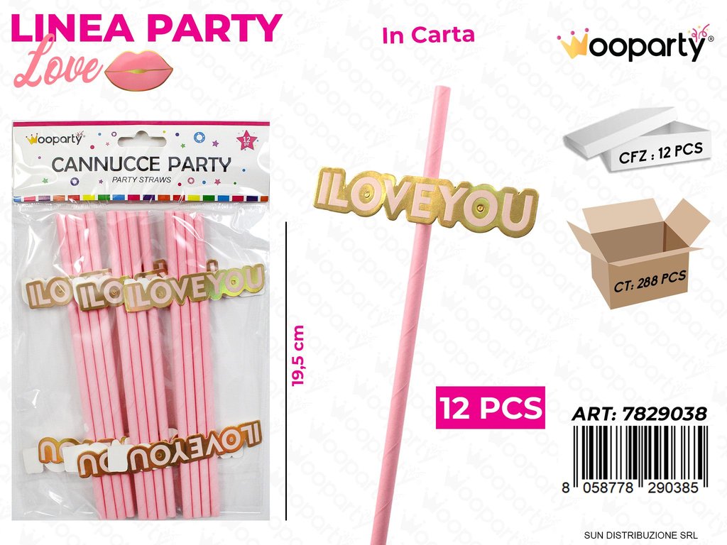 L. LOVE CANNUCCE  CARTA PARTY 12PCS 19.5CM /PZ DA 12**