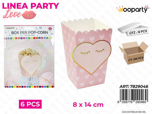 L. LOVE BOX PER POP CORN 6PCS 8*14CM /PZ DA 12**