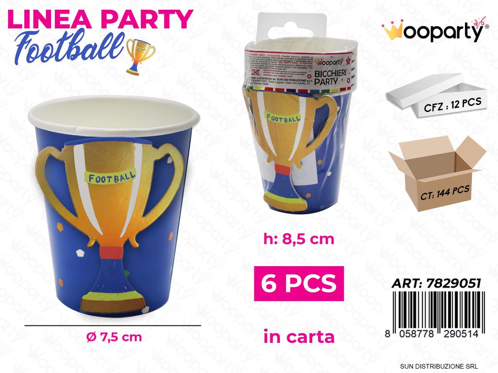L. FOOTBALL BICCHIERI CARTA 7.5*8.5CM 6PCS /PZ DA 12**