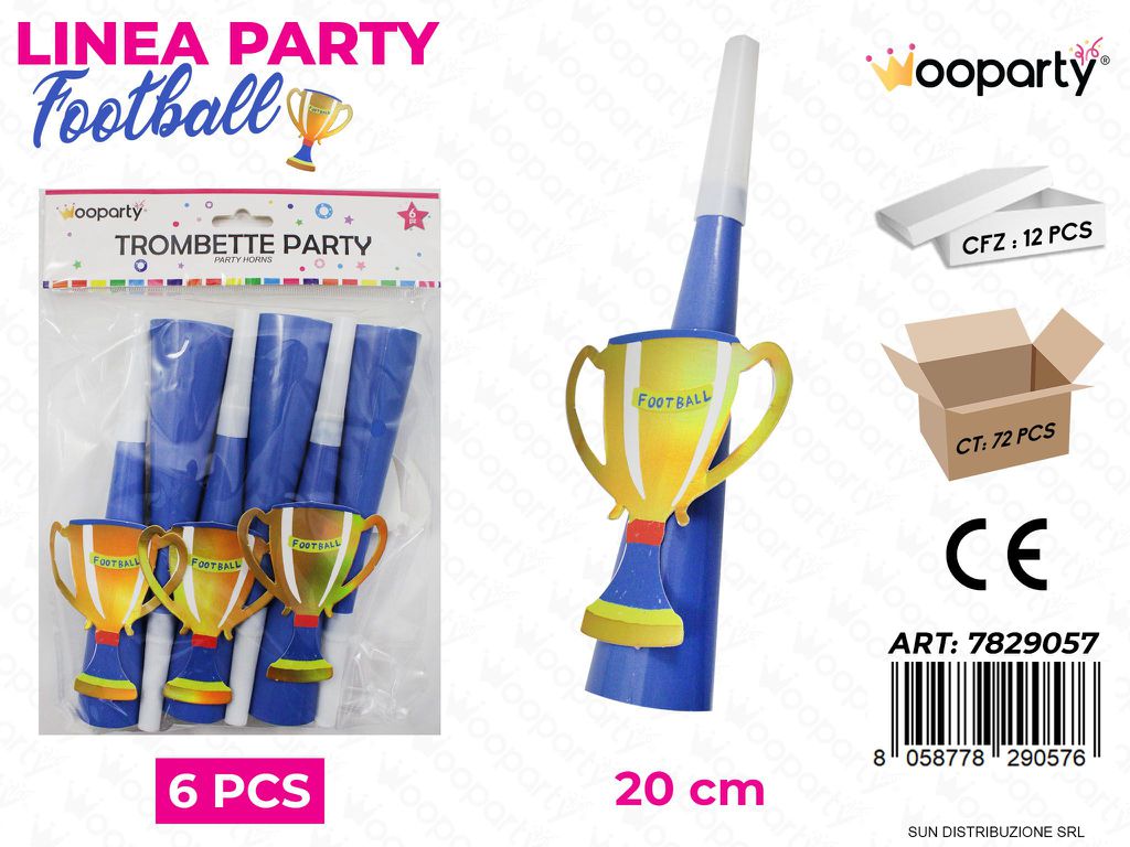 L. FOOTBALL TROMBETTE PARTY 20CM 6PCS /PZ DA 12**