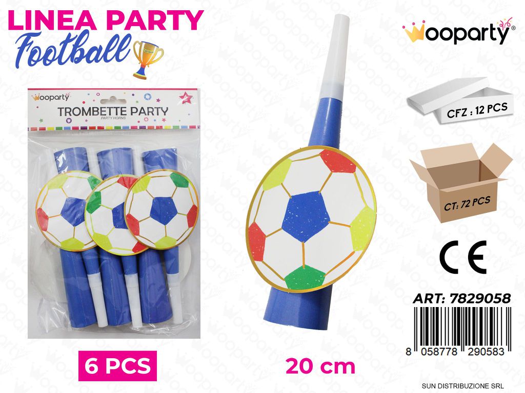 L. FOOTBALL TROMBETTE PARTY 20CM 6PCS /PZ DA 12**