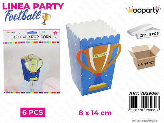 L. FOOTBALL BOX POP CORN 8*14CM 6PCS /PZ DA 12**