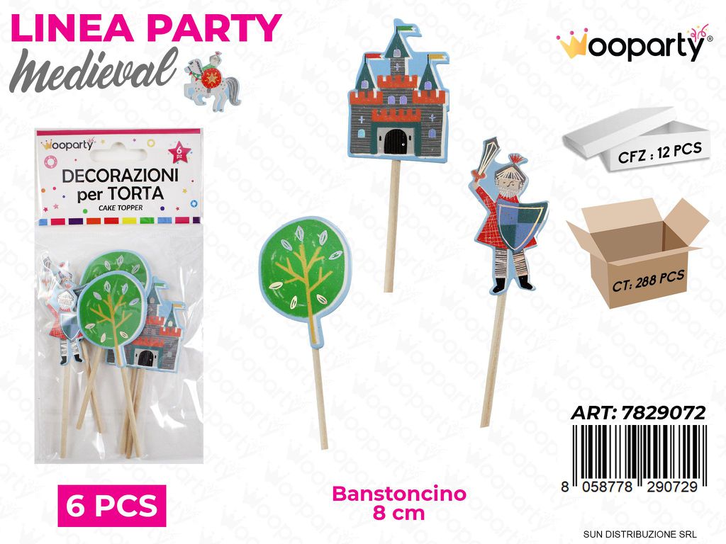 L. MEDIEVAL DEC. PER TORTA 6PCS ASS. 8CM /PZ DA 12**