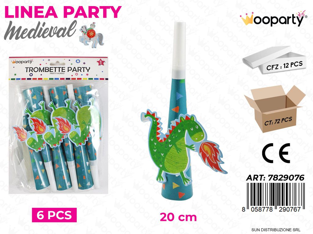 L. MEDIEVAL TROMBETTE PARTY 6PCS 20CM /PZ DA 12**