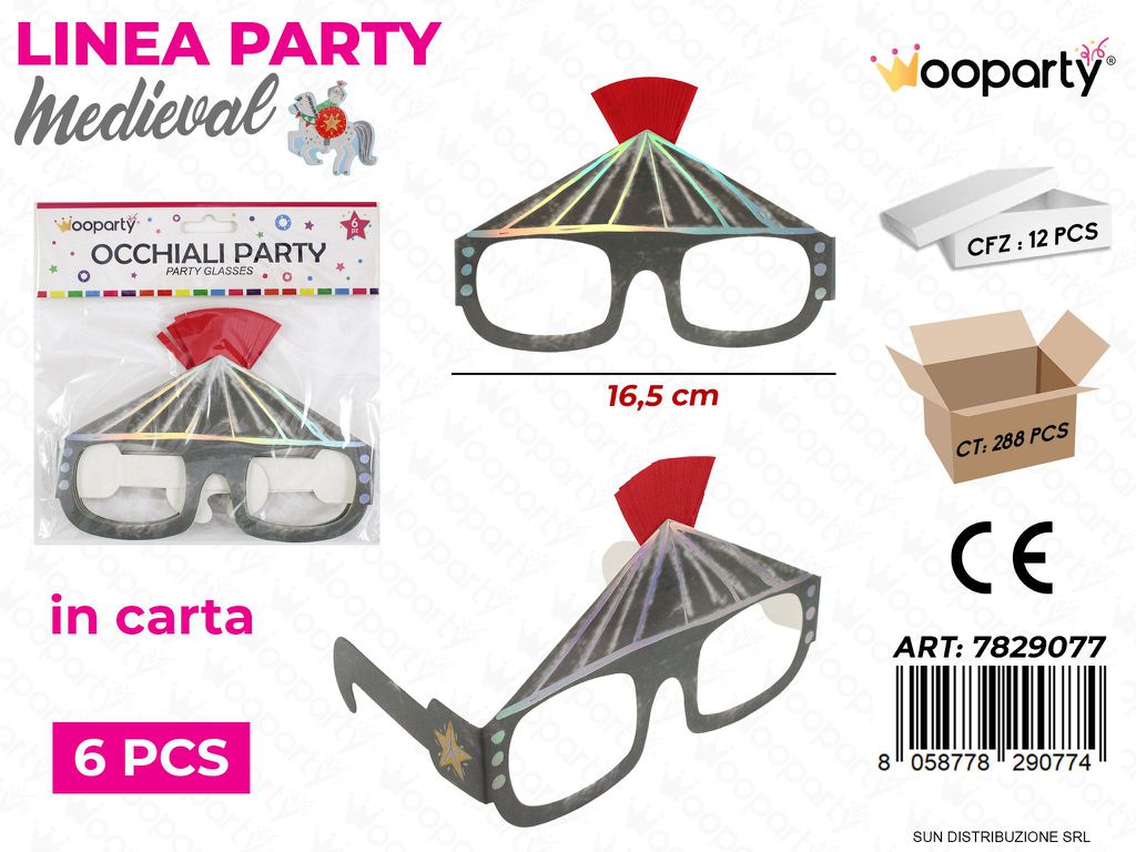 L. MEDIEVAL OCCHIALI PARTY 6PCS 16.5CM /PZ DA 12**