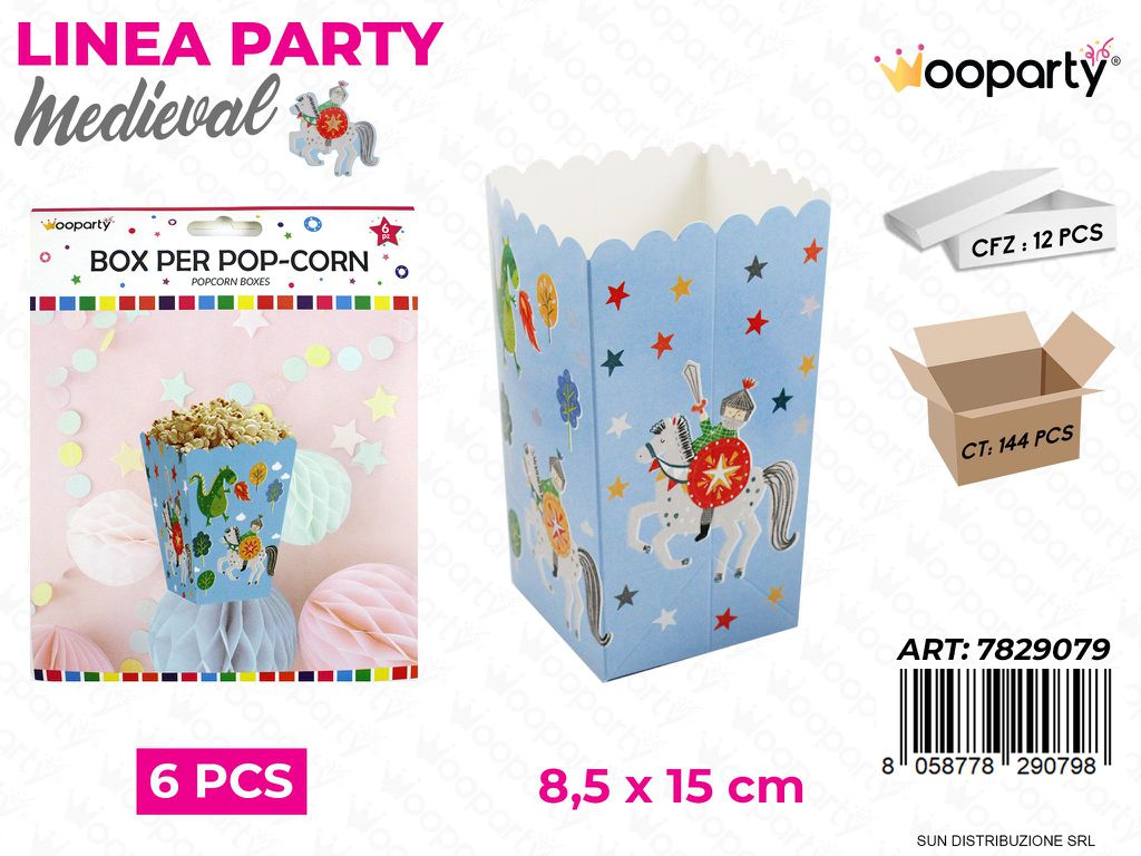 L. MEDIEVAL BOX PER POP-CORN 6PCS 8.5*15CM /PZ DA 12**