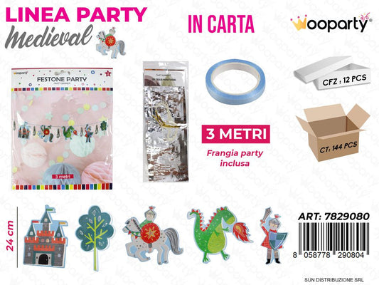 L. MEDIEVAL FESTONE PARTY 24CM*3MT/PZ DA 12**