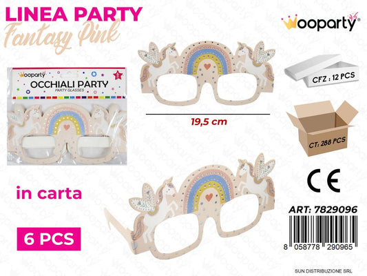 L. FIABE OCCHIALI PARTY IN CARTA 19.5CM 6PCS /PZ DA 12**