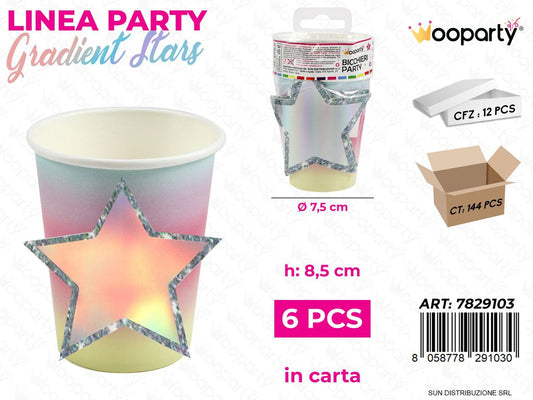 L. GRADIENT STARS BICCHIERI CARTA 7.5*8.5CM 6PCS /PZ DA 12**