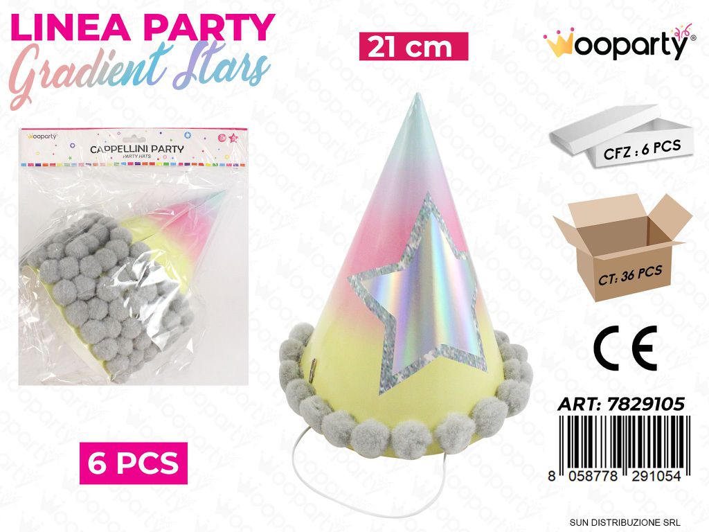 L. GRADIENT STARS CAPPELLINI PARTY 21CM 6PCS /PZ DA 6**