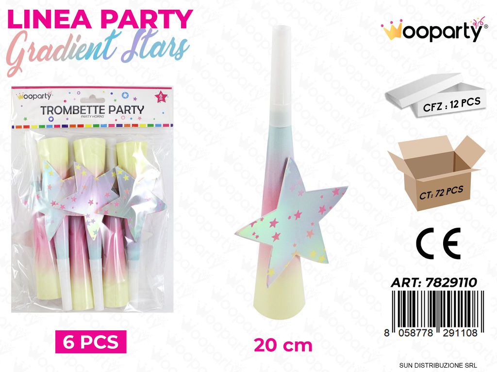 L. GRADIENT STARS TROMBETTE 20CM 6PCS /PZ DA 12**