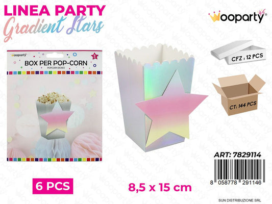 L. GRADIENT STARS BOX POP-CORN 8.5*15CM 6PCS /PZ DA 12**