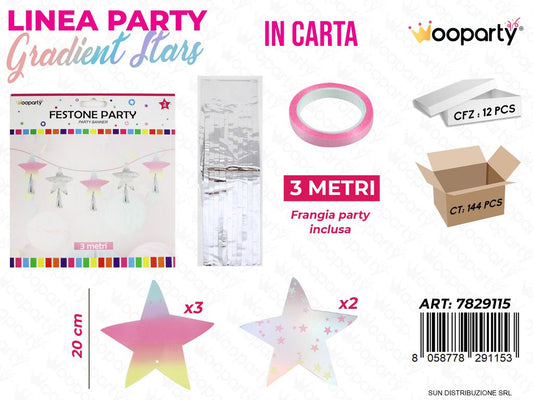 L. GRADIENT STARS FESTONE PARTY 20CM*3MT /PZ DA 12**