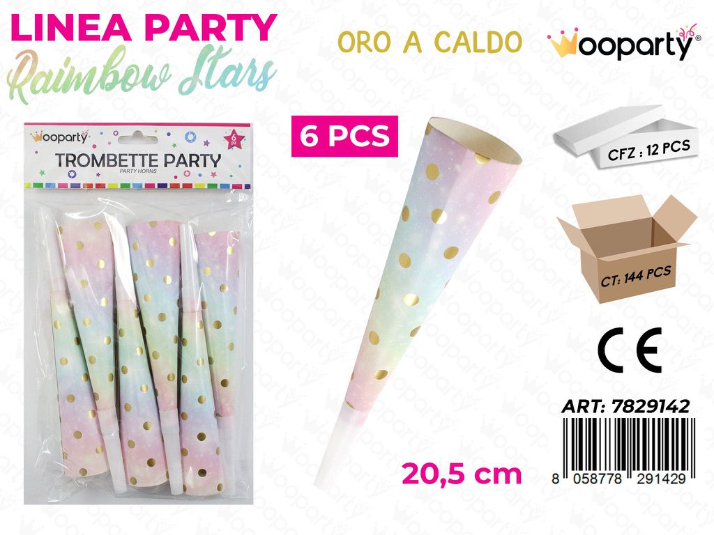L. RAIMBOW STARS TROMBETTE 20.5CM 6PCS /PZ DA 12**