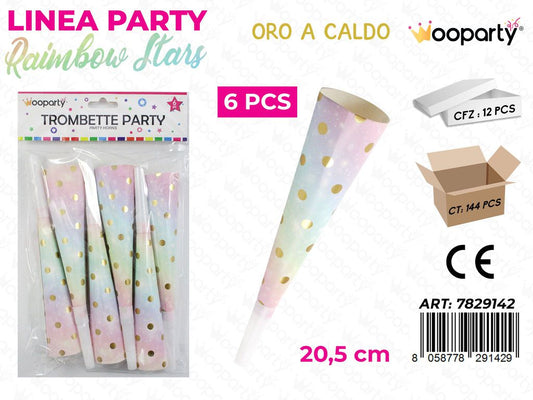 L. RAIMBOW STARS TROMBETTE 20.5CM 6PCS /PZ DA 12**