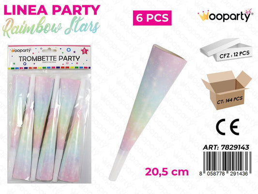 L. RAIMBOW STARS TROMBETTE 20.5CM 6PCS /PZ DA 12**