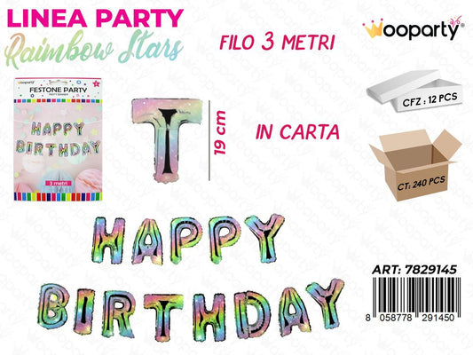 L. RAIMBOW STARS FESTONE PARTY H. B.19CM*3MT /PZ DA 12**