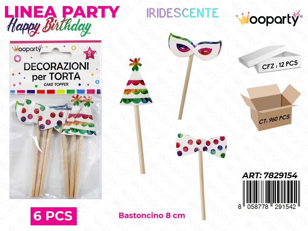 L.HAPPY BIRTHDAY DEC. TORTA ASS.8CM 6PCS /PZ DA 12**