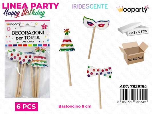 L.HAPPY BIRTHDAY DEC. TORTA ASS.8CM 6PCS /PZ DA 12**