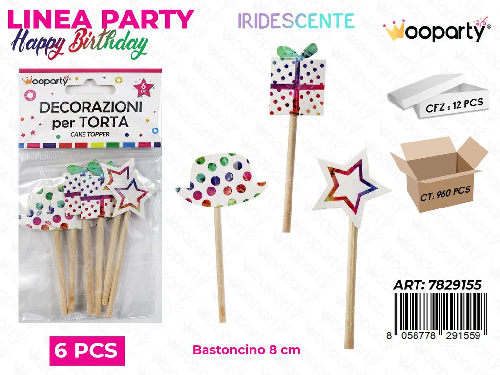 L.HAPPY BIRTHDAY DEC. TORTA ASS.8CM 6PCS /PZ DA 12**