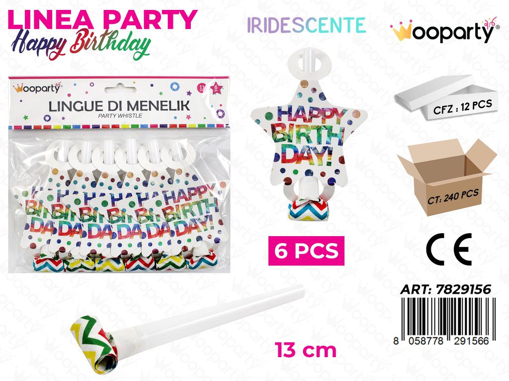 L.HAPPY BIRTHDAY LINGUE DI MENELIK 13CM 6PCS /PZ DA 12**