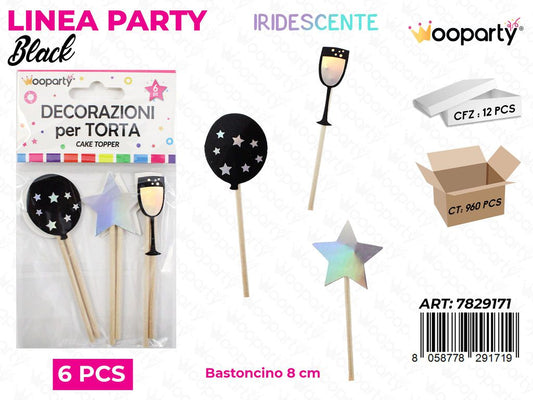 L. BLACK DEC. PER TORTA 6PCS 8CM /PZ DA 12**