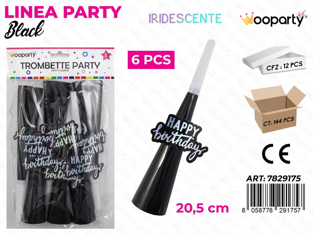 L. BLACK TROMBETTE 6PCS 20.5CM /PZ DA 12**