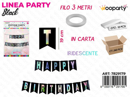 L. BLACK FESTONE PARTY 3MT*19CM /PZ DA 12**