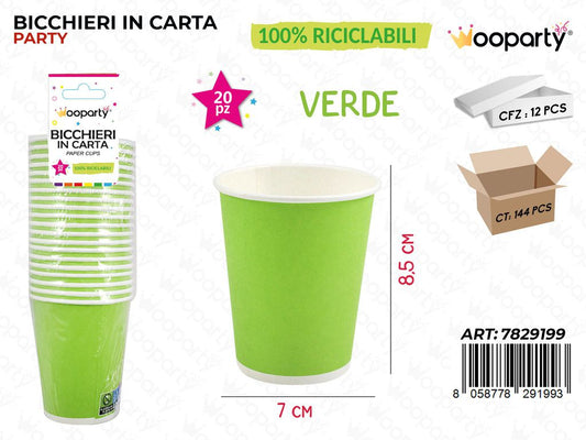 BICCHIERI IN CARTA VERDE 7*8.5CM 20PCS /PZ DA 12**