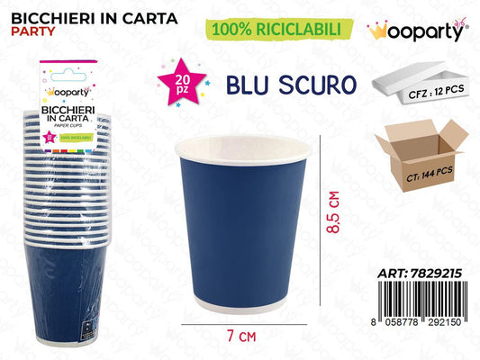 BICCHIERI IN CARTA BLU SCURO 7*8.5CM 20PCS /PZ DA 12**