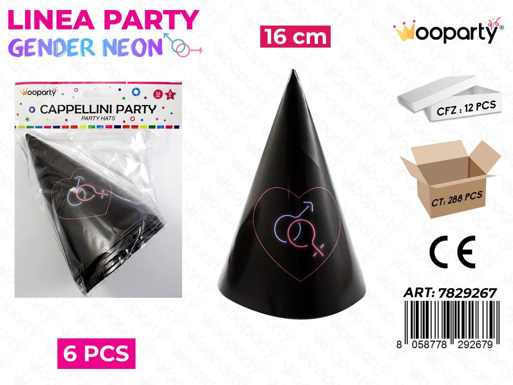 L. GENDER NEON CAPPELLINI 16CM 6PCS /PZ DA 12**