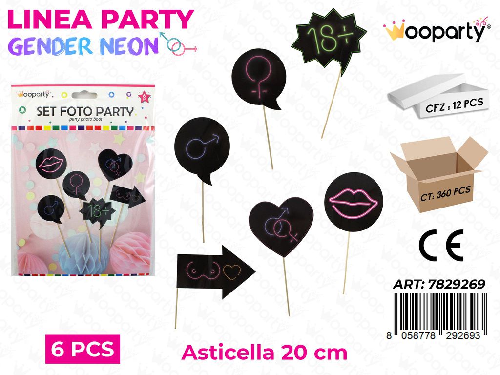L. GENDER NEON SET FOTO 6PCS 20CM  /PZ DA 12**