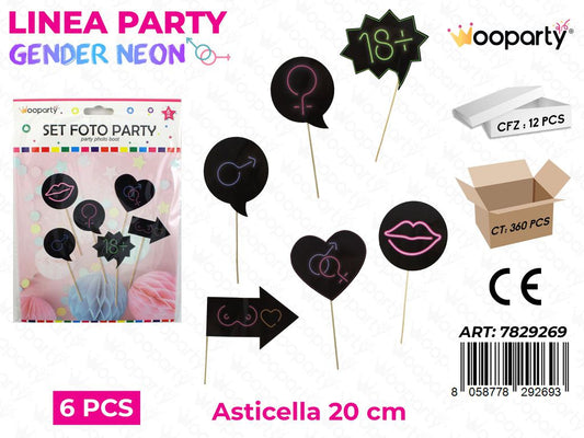 L. GENDER NEON SET FOTO 6PCS 20CM  /PZ DA 12**