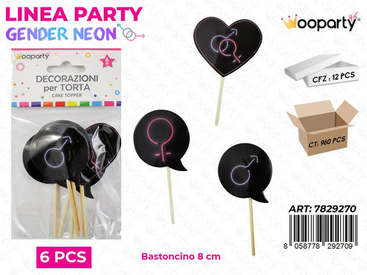 L. GENDER NEON DEC. TORTA 6PCS /PZ DA 12**