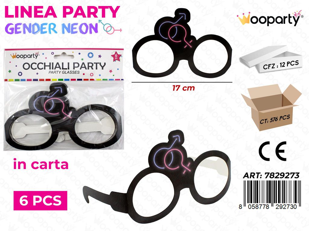 L. GENDER NEON OCCHIALI 17CM 6PCS /PZ DA 12**