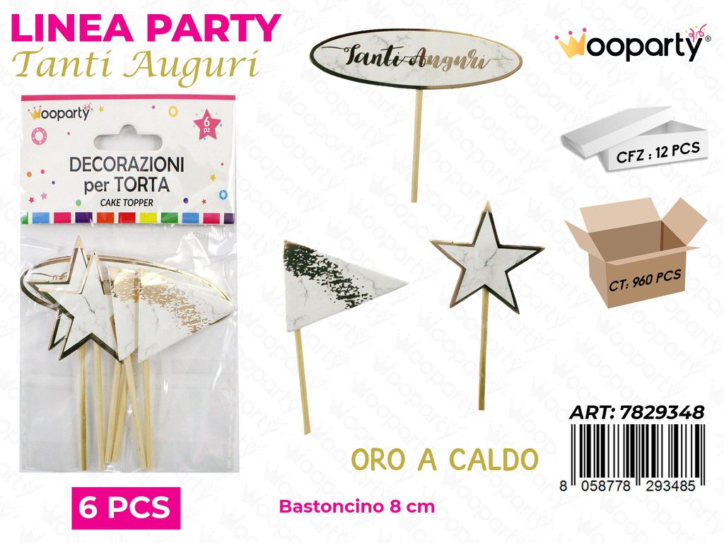 L. AUGURI DEC. TORTA 6PCS 8CM /PZ DA 12**