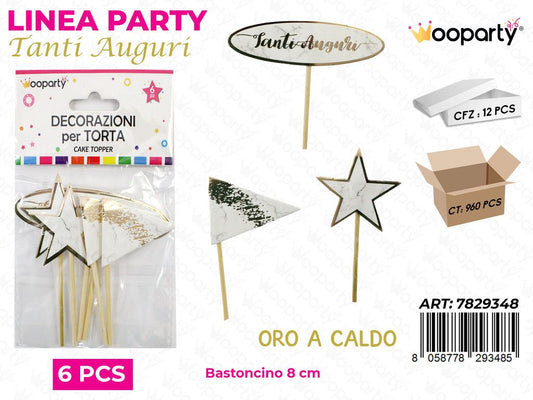 L. AUGURI DEC. TORTA 6PCS 8CM /PZ DA 12**
