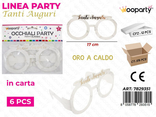 L. AUGURI OCCHIALI PARTY 6PCS 17CM /PZ DA 12**