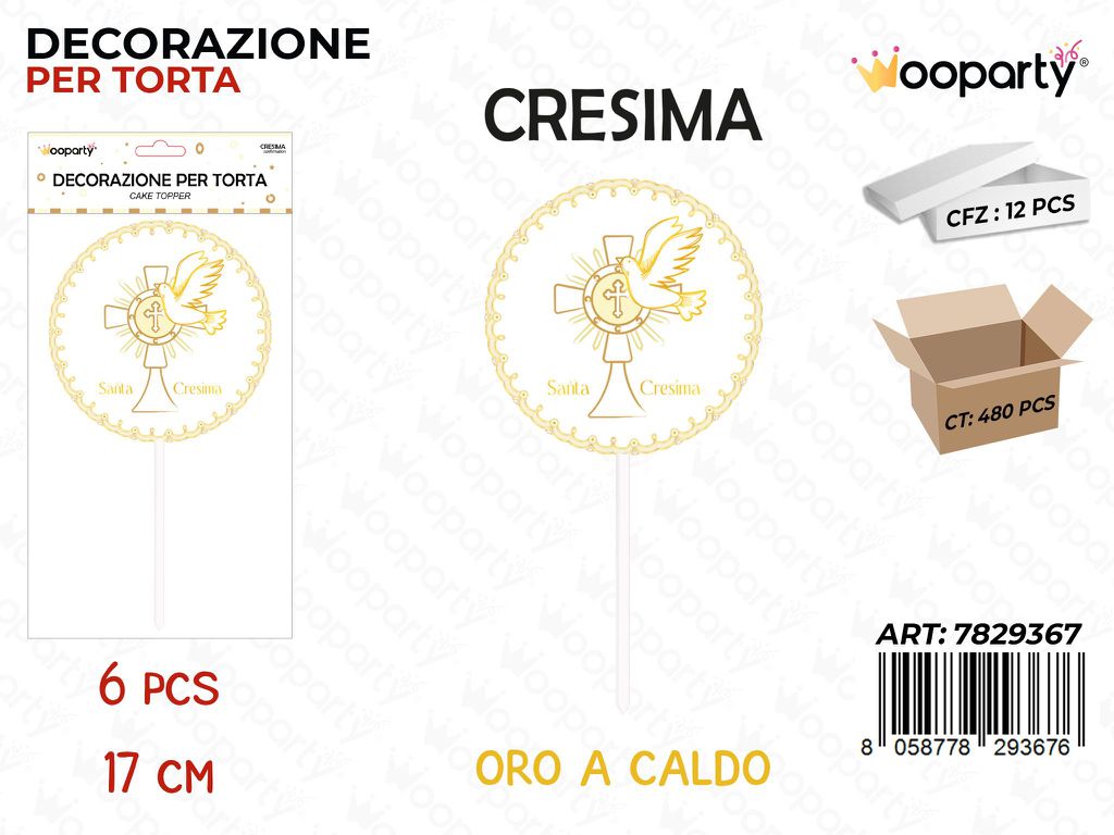 L. CRESIMA DEC. PER TORTA 6PCS 17CM  /PZ DA 12**