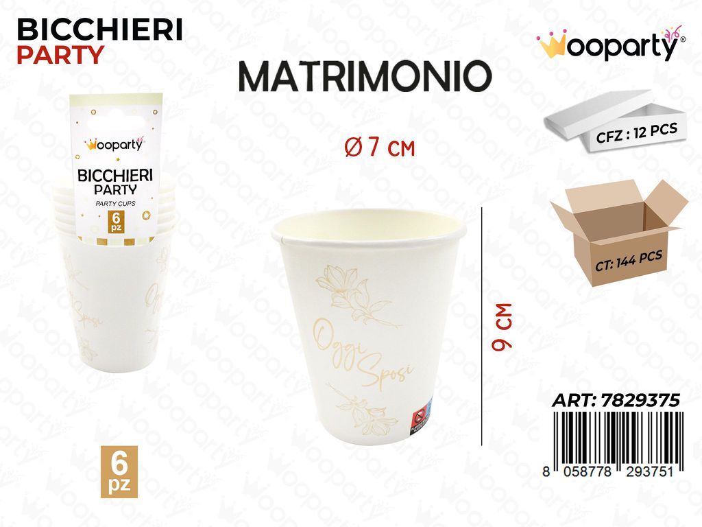 L. OGGI SPOSI BICCHIERI CARTA 6PCS 7*9CM /PZ DA 12**