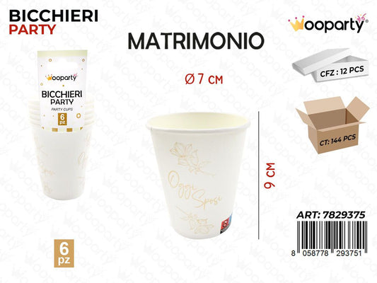 L. OGGI SPOSI BICCHIERI CARTA 6PCS 7*9CM /PZ DA 12**