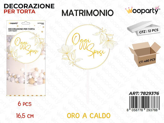L. OGGI SPOSI DEC. PER TORTA  6PCS 16.5CM /PZ DA 12**