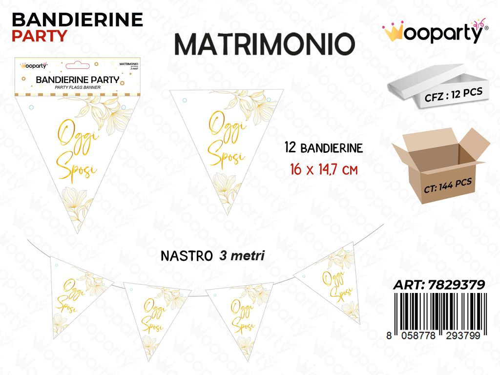 L. OGGI SPOSI BANDIERINE 16*14.7CM*3MT /PZ DA 12**
