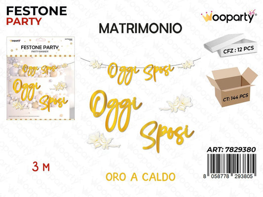 L. OGGI SPOSI FESTONE PARTY ORO CALDO 3MT /PZ DA 12**