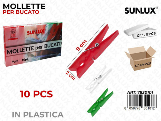 Mollette per Bucato Col. Ass. 10PCS 2*9CM