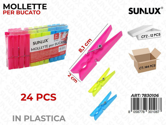 Mollette per Bucato Col. Ass. 24PCS 2*8.1CM