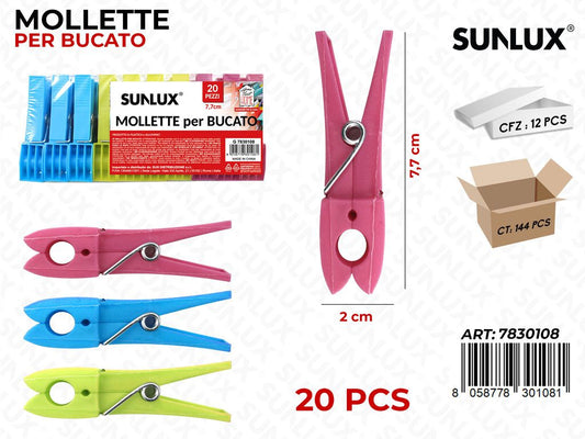 Sunlux Mollette per Bucato 20PCS Ass. 2*7.7CM