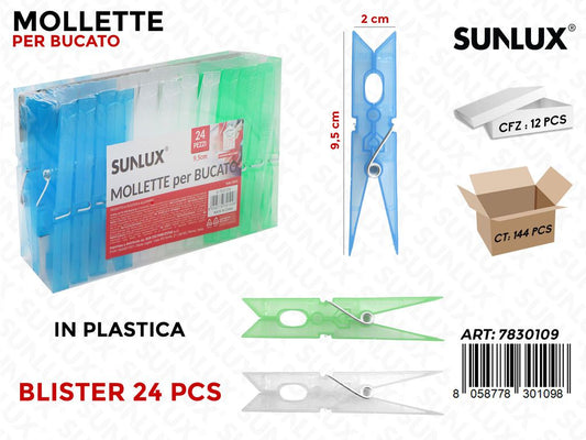 Mollette per Bucato Color Ass. 24PCS 2*9.5CM
